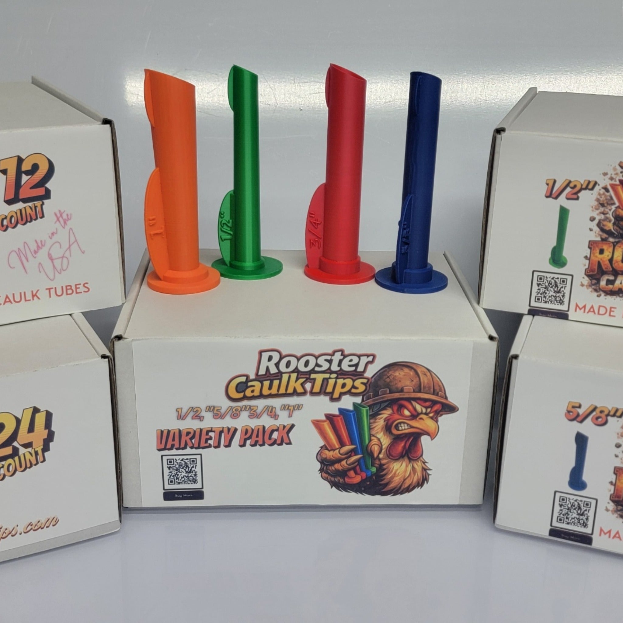 Rooster Calk Tip Variety Pack quantity of (4) 1/2"-1"