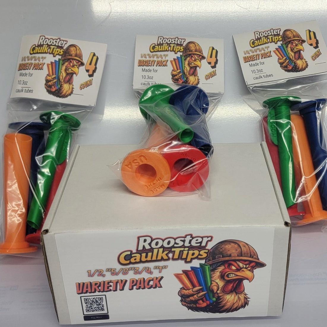 Rooster Calk Tip Variety Pack quantity of (4) 1/2"-1"